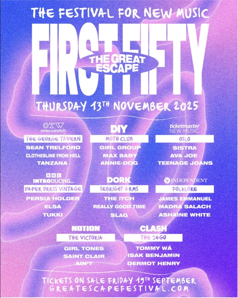 TGE First Fifty 2025 line up poster TGE First Fifty 2025 line up poster