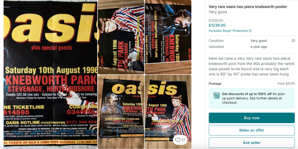 Oasis merch on Vinted