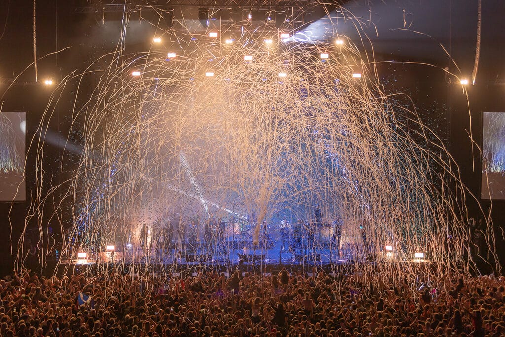 Hoolie in the Hydro crowd streamers