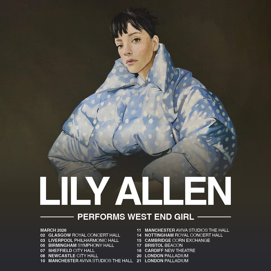Lily Allen tour dates and locations poster 2026