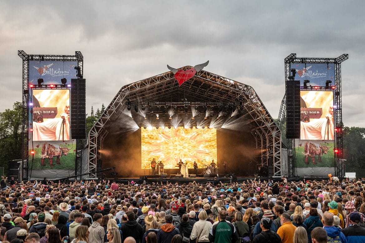 Belladrum Tartan Heart main stage with screens and crowd