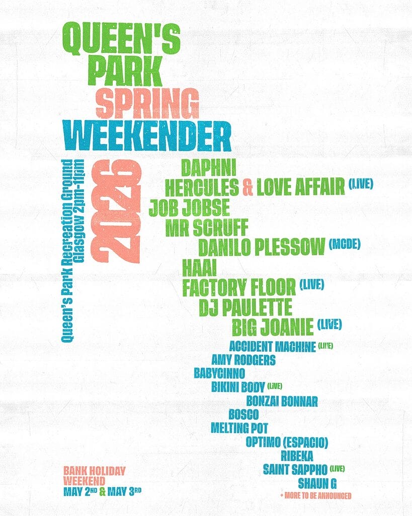 Queens Park Weekender line up poster 2026 Queens Park Weekender line up poster 2026