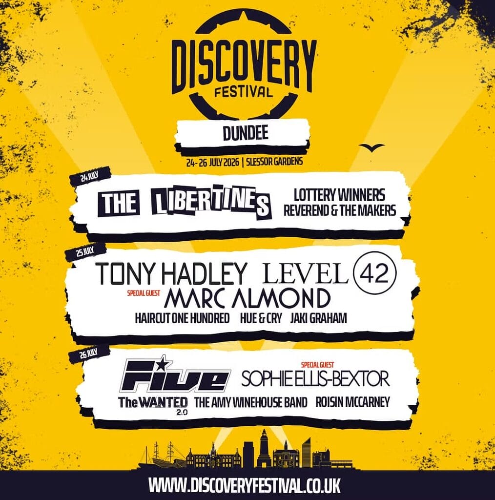 Discover Dundee 2026 line up poster Discover Dundee 2026 line up poster