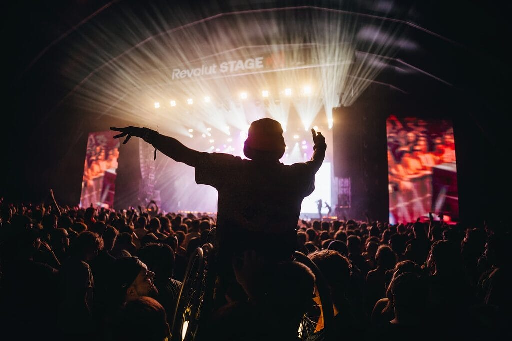 Sziget person in crowd at main stage