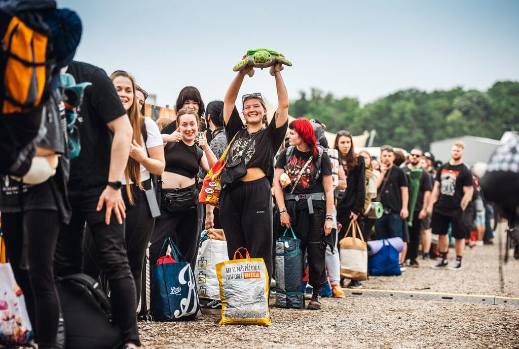 People queueing for Rock for People