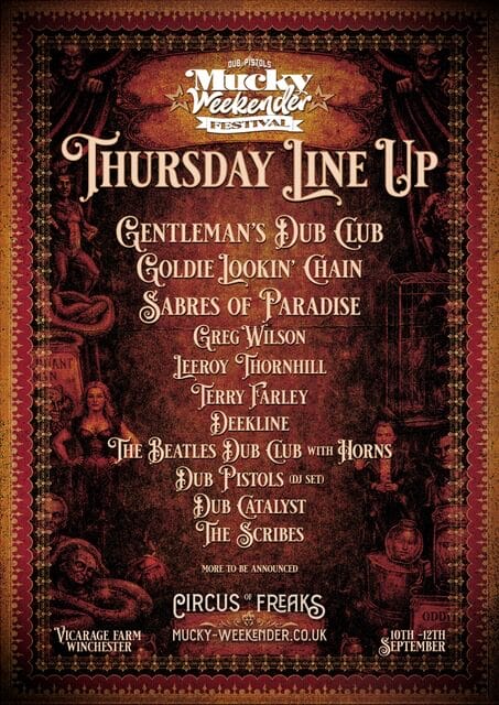 Mucky Weekender 2026 Thursday line-up poster
