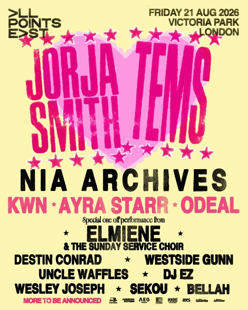 All Points East 2026 Jorja Tems updated line up poster All Points East 2026 Jorja Tems updated line up poster