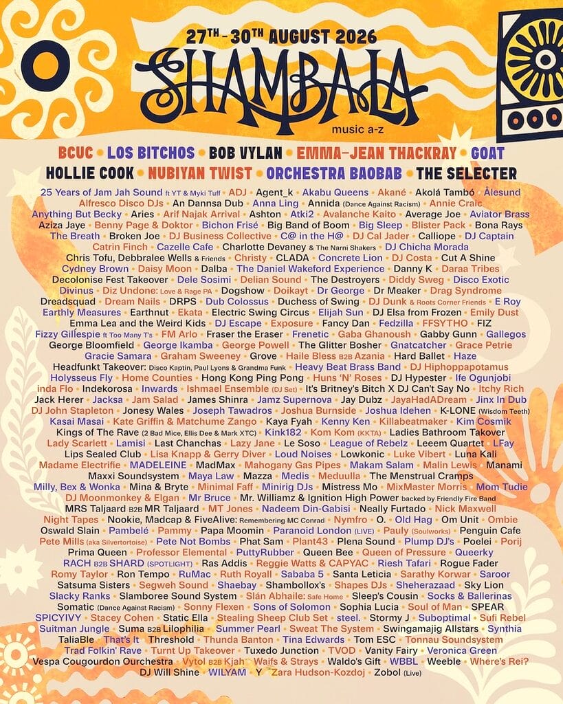 Shambala 2026 full line up poster Shambala 2026 full line up poster