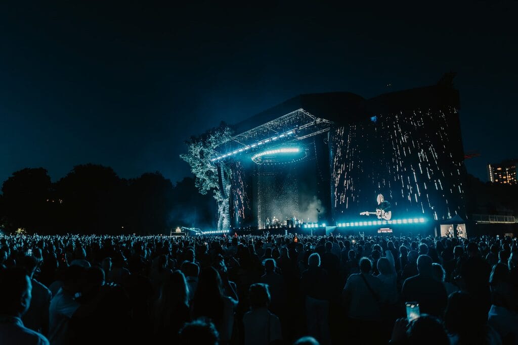 Crowd and stage view at Lewis Capaldi BST Hyde Park 2026